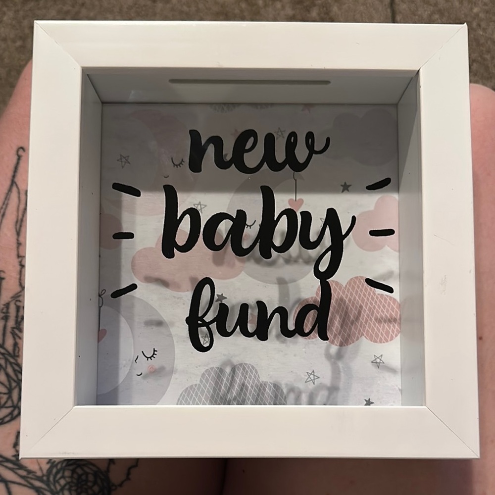 White New Baby Fund Shadow Box